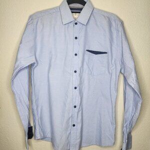 Men’s Craft And Flow Long Sleeve Button Down Shirt Size S Mid Blue Solid Oxford
